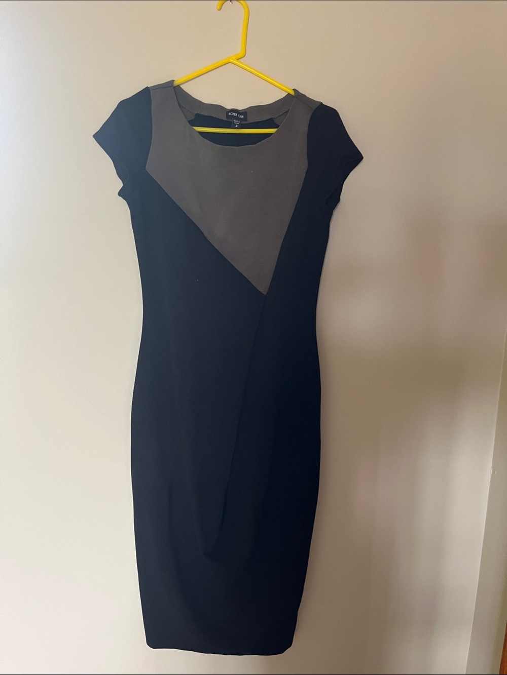 Ronen Chen Black Dress with Gray Contrast Yoke